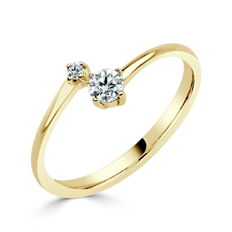 Solitario oro amarillo mini 2 diamantes creados. 0,10CT-0,015CT