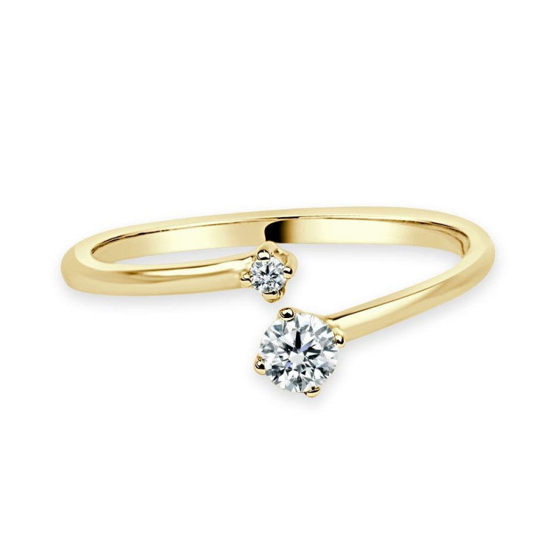 Solitario oro amarillo mini 2 diamantes creados. 0,10CT-0,015CT