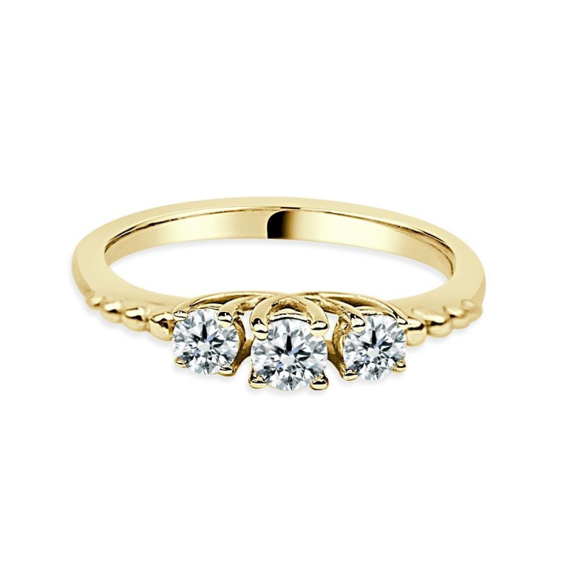 Solitario oro amarillo diamante creado tresillo mini 0,15CT-2x0,10CT