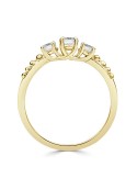 Solitario oro amarillo diamante creado tresillo mini 0,15CT-2x0,10CT