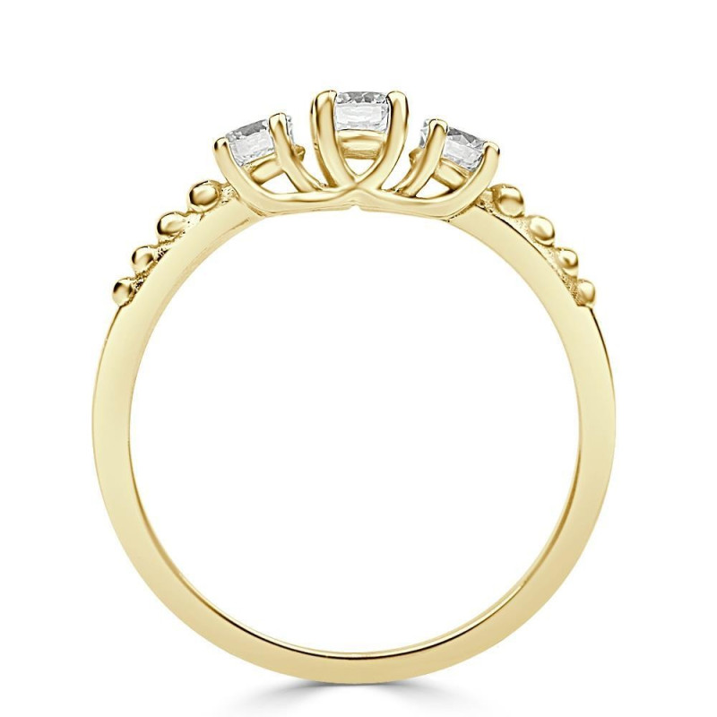 Solitario oro amarillo diamante creado tresillo mini 0,15CT-2x0,10CT