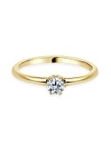 Solitario oro amarillo diamante creado corona 6 garras 0,20CT