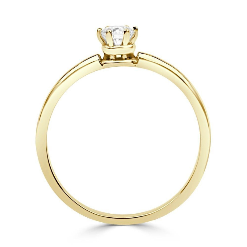 Solitario oro amarillo diamante creado corona 6 garras 0,20CT