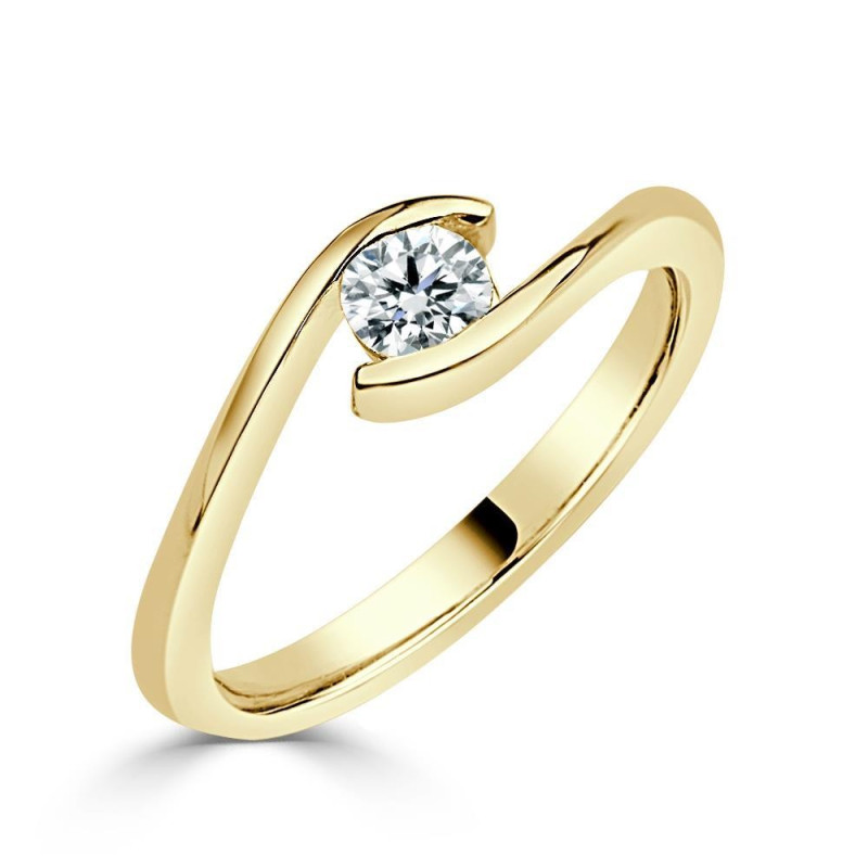 Solitario oro amarillo diamante creado ojo 0,25 CT