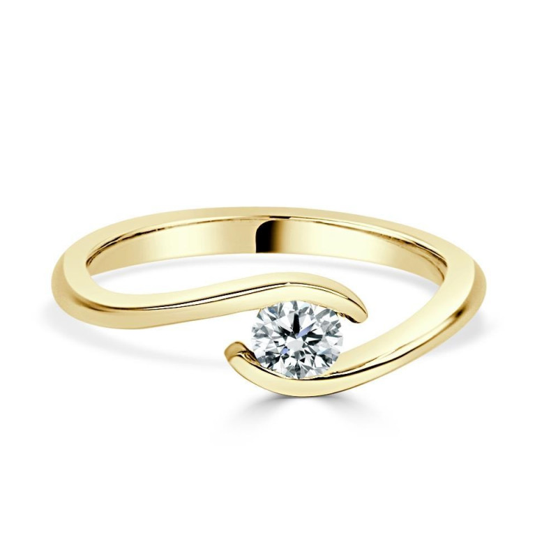 Solitario oro amarillo diamante creado ojo 0,25 CT