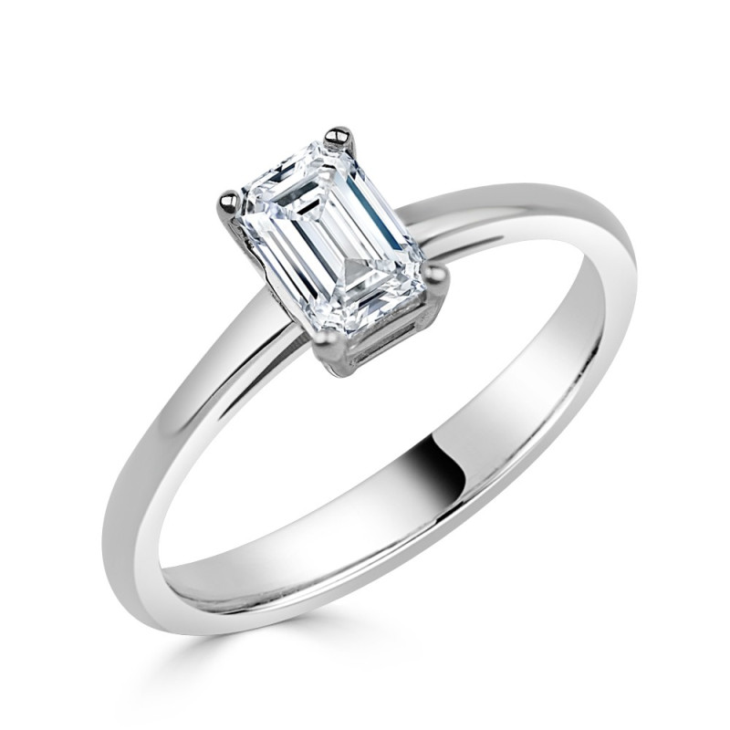 Solitario oro blanco diamante creado talla Esmeralda 0,70 CT