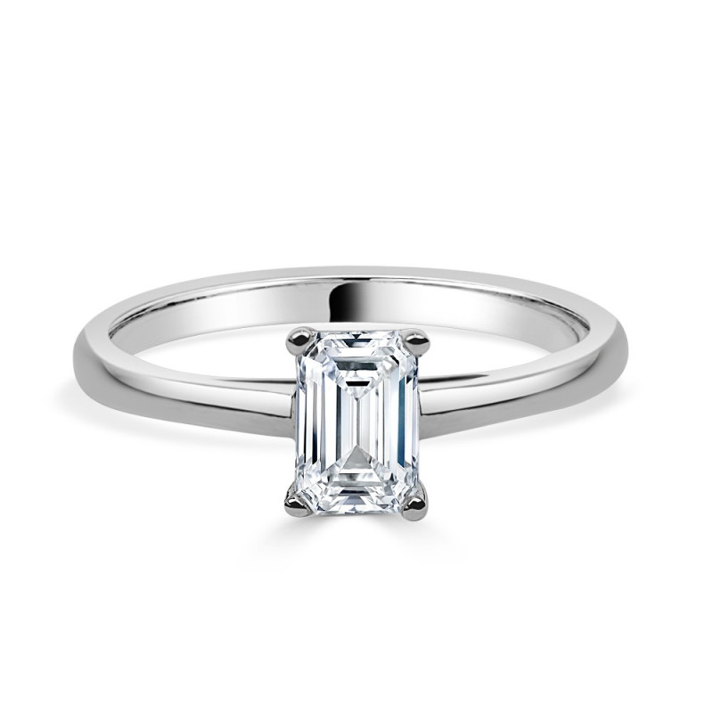 Solitario oro blanco diamante creado talla Esmeralda 0,70 CT