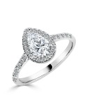 Solitario oro blanco diamante creado halo pera 1,01 CT