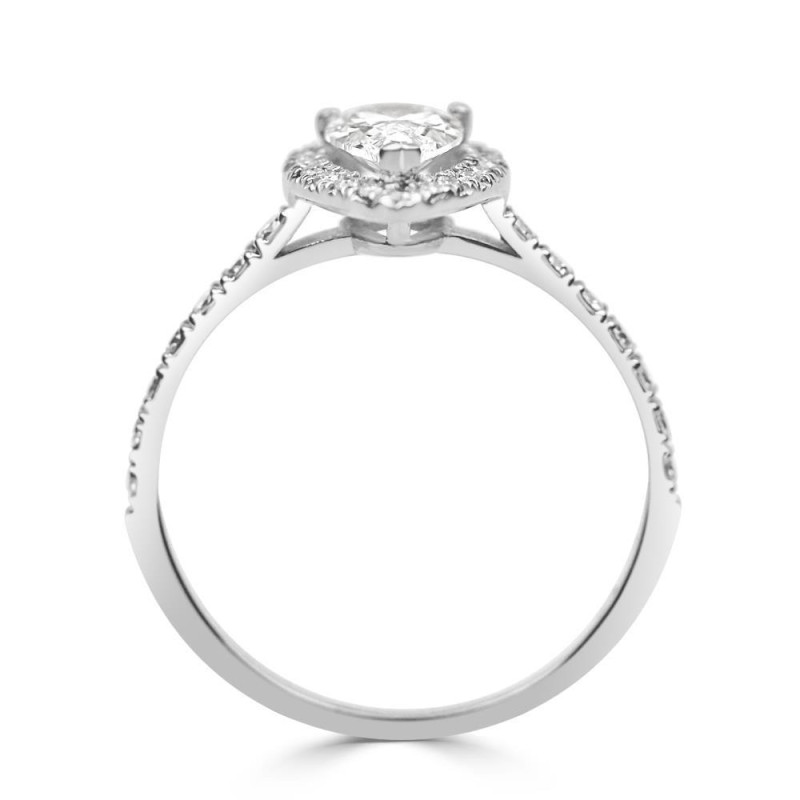 Solitario oro blanco diamante creado halo pera 1,01 CT
