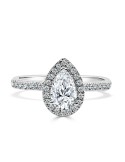 Solitario oro blanco diamante creado halo pera 1,01 CT