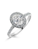 Solitario oro blanco halo oval diamante creado1,00CT ( 0,43CT brazo-halo)