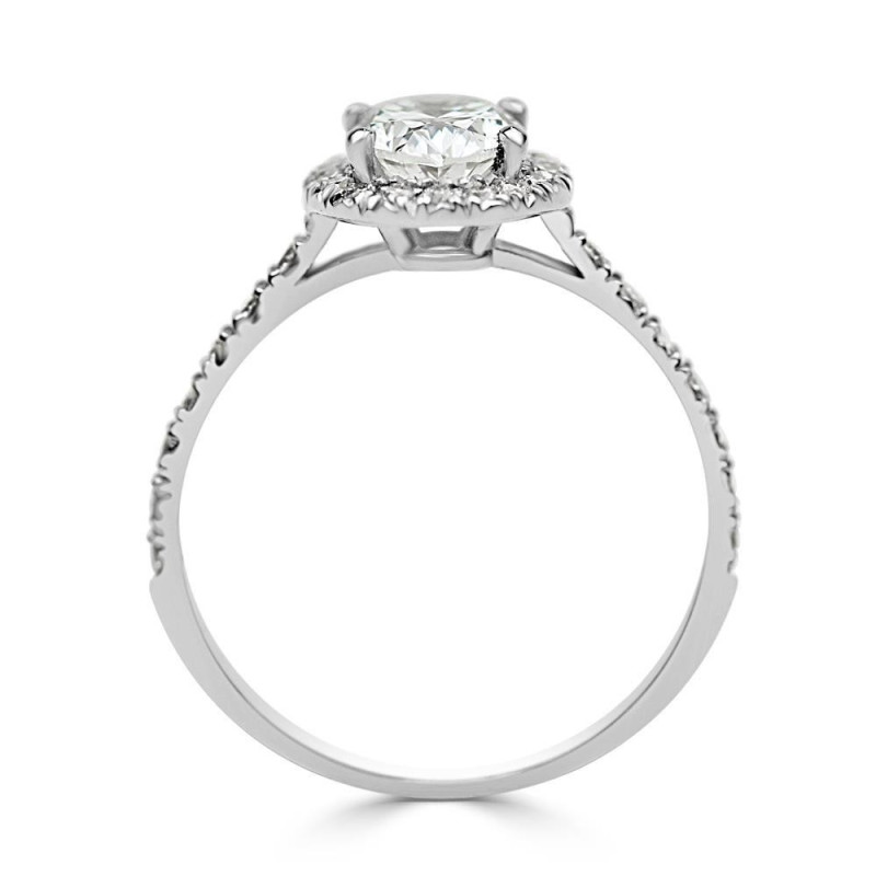 Solitario oro blanco halo oval diamante creado1,00CT ( 0,43CT brazo-halo)