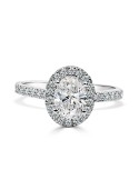 Solitario oro blanco halo oval diamante creado1,00CT ( 0,43CT brazo-halo)