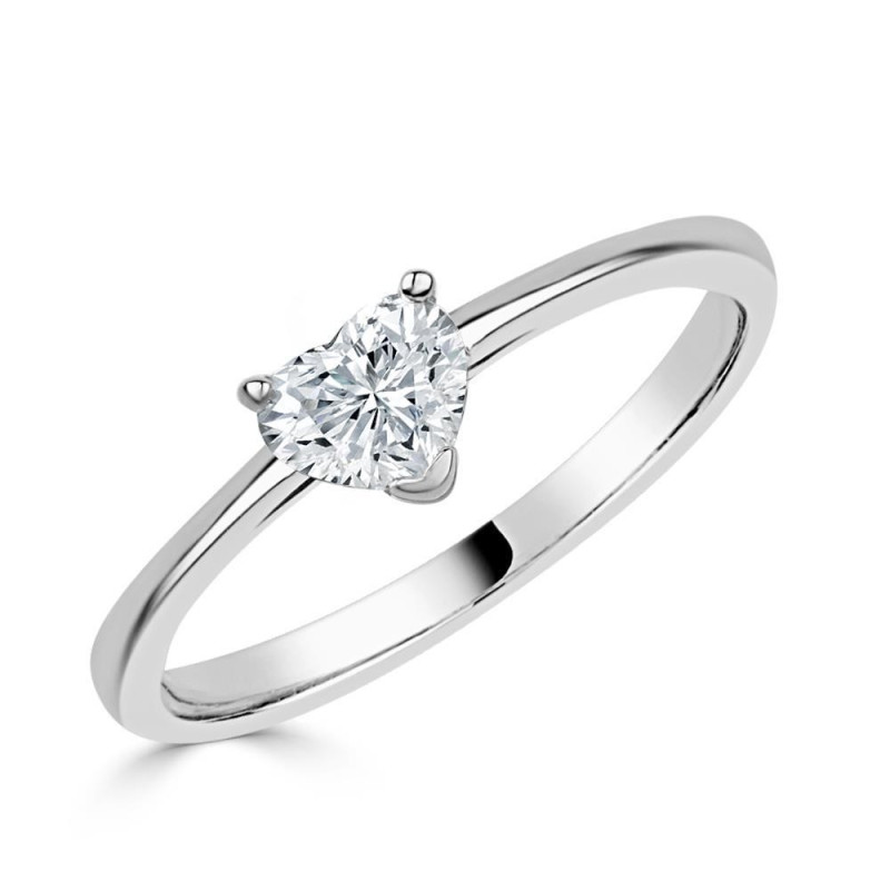 Solitario oro blanco 18k diamante creado corazón 0,30CT