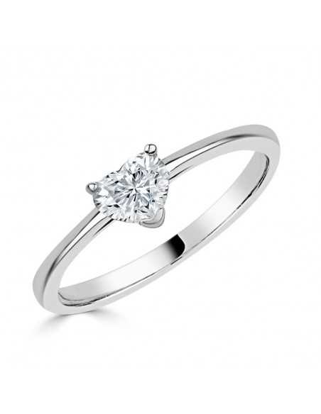 Solitario oro blanco 18k diamante creado corazón 0,30CT