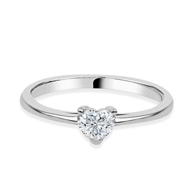 Solitario oro blanco 18k diamante creado corazón 0,30CT