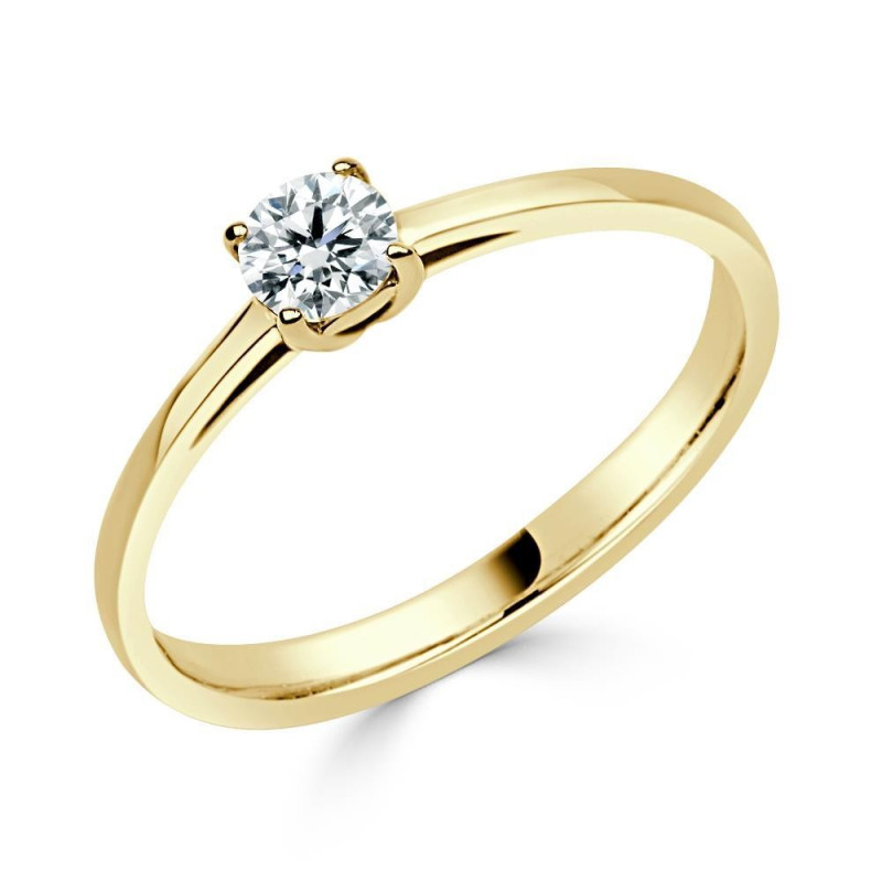 Solitario oro amarillo diamante creado 4 garras 0,30 CT