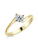 Solitario oro amarillo diamante creado 4 garras cruzado 0,50 CT