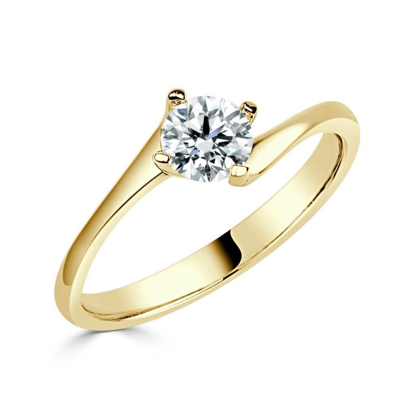 Solitario oro amarillo diamante creado 4 garras cruzado 0,50 CT