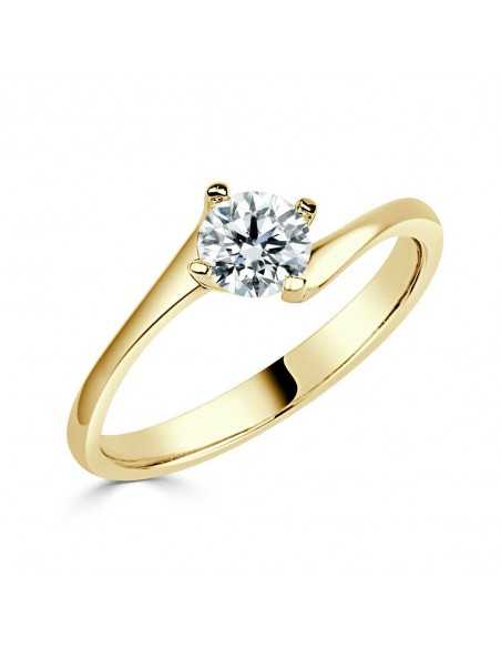 Solitario oro amarillo diamante creado 4 garras cruzado 0,50 CT