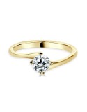 Solitario oro amarillo diamante creado 4 garras cruzado 0,50 CT