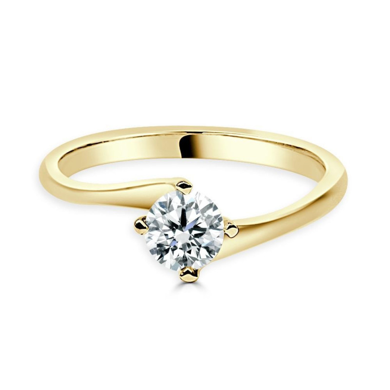 Solitario oro amarillo diamante creado 4 garras cruzado 0,50 CT