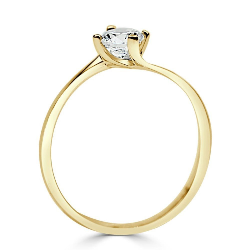 Solitario oro amarillo diamante creado 4 garras cruzado 0,50 CT