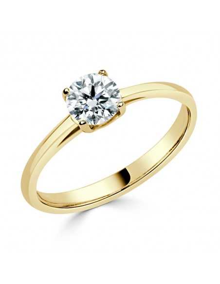 Solitario oro amarillo diamante de creado 4 garras 0,70 CT