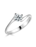 SOLITARIO ORO BLANCO DIAMANTE creado. 4 GARRAS CRUZADO 0,50 CT