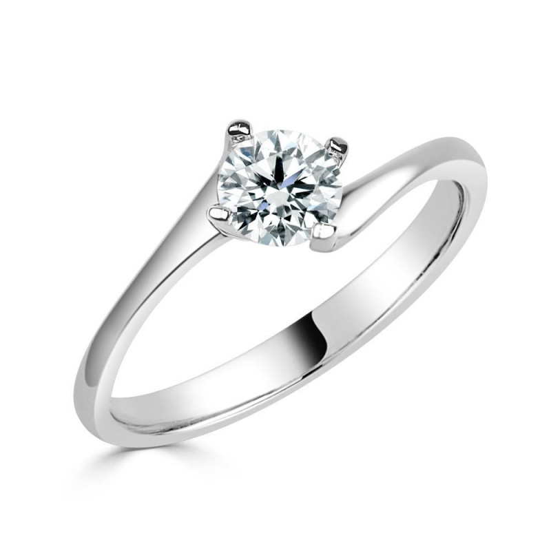 SOLITARIO ORO BLANCO DIAMANTE creado. 4 GARRAS CRUZADO 0,50 CT