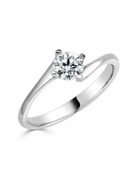 SOLITARIO ORO BLANCO DIAMANTE creado. 4 GARRAS CRUZADO 0,50 CT