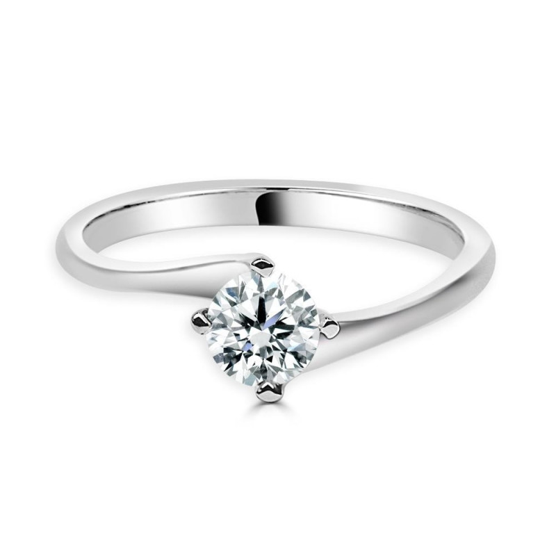 SOLITARIO ORO BLANCO DIAMANTE creado. 4 GARRAS CRUZADO 0,50 CT