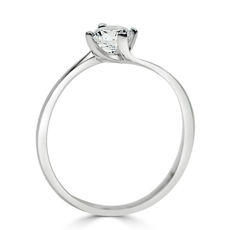 SOLITARIO ORO BLANCO DIAMANTE creado. 4 GARRAS CRUZADO 0,50 CT