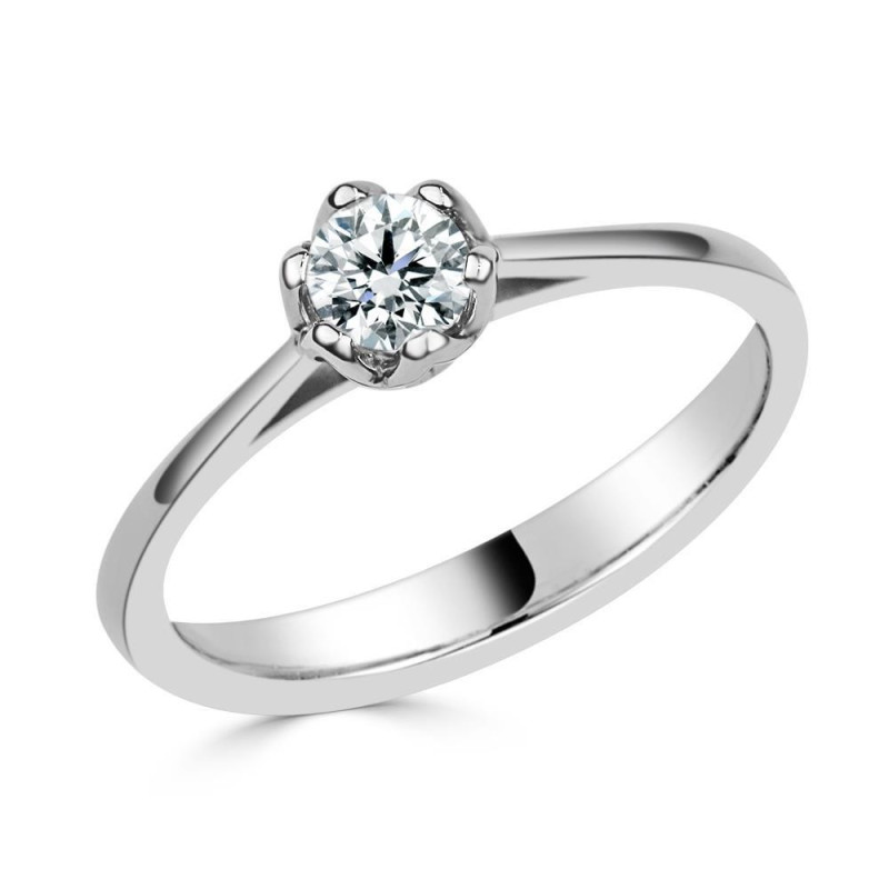 Solitario oro blanco diamante creado 6 garras 0,30ct