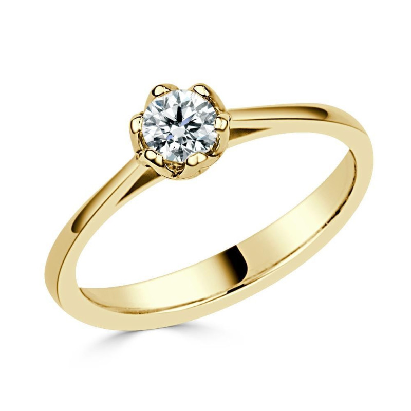 Solitario oro amarillo diamante creado  6 garras 0,30 CT