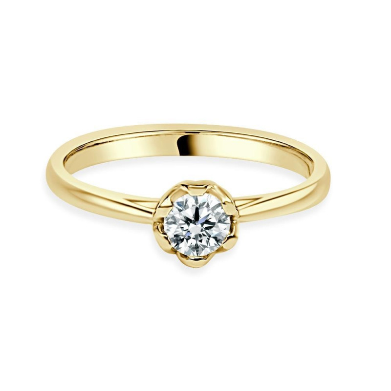 Solitario oro amarillo diamante creado  6 garras 0,30 CT