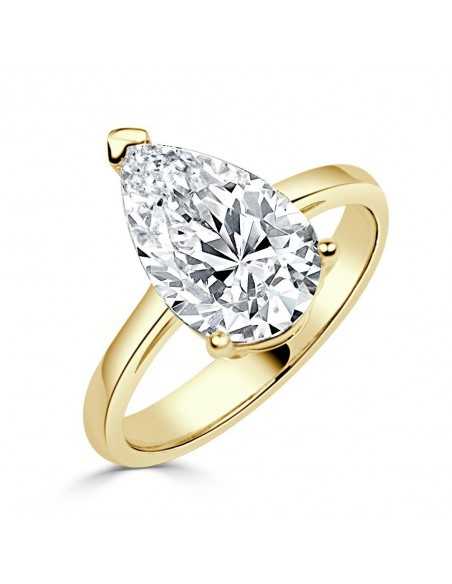 Solitario oro amarillo con diamante de laboratorio pera de 2,00 CT