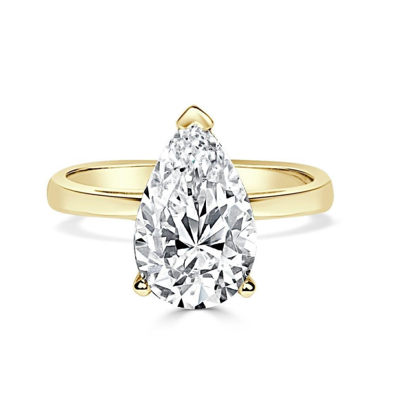 Solitario oro amarillo con diamante de laboratorio pera de 2,00 CT