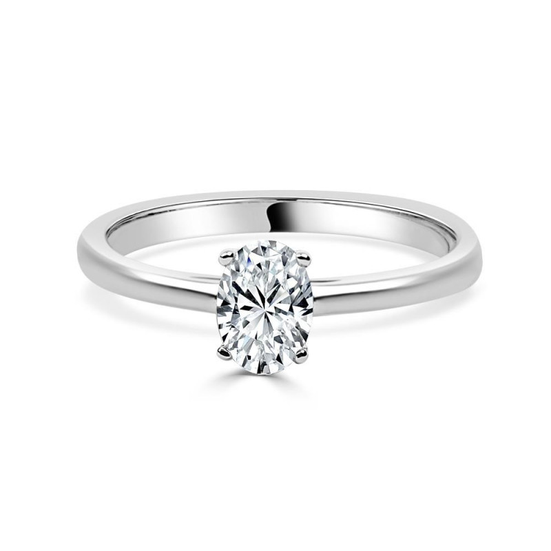 Soliatrio oro blanco con oval de 0,70 CT