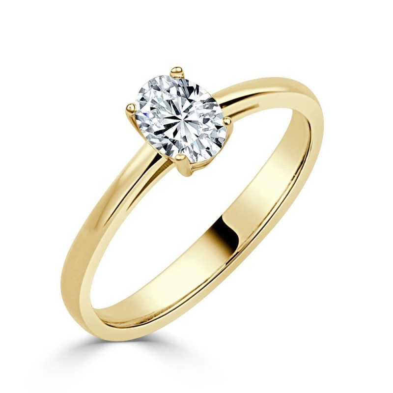 Soliatrio oro amarillo con oval de 0,70 CT