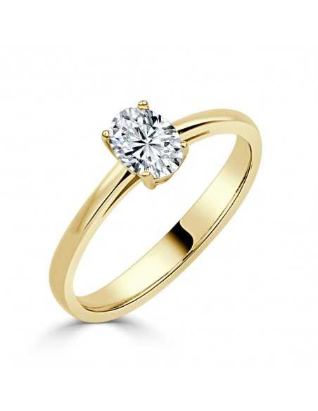 Soliatrio oro amarillo con oval de 0,70 CT