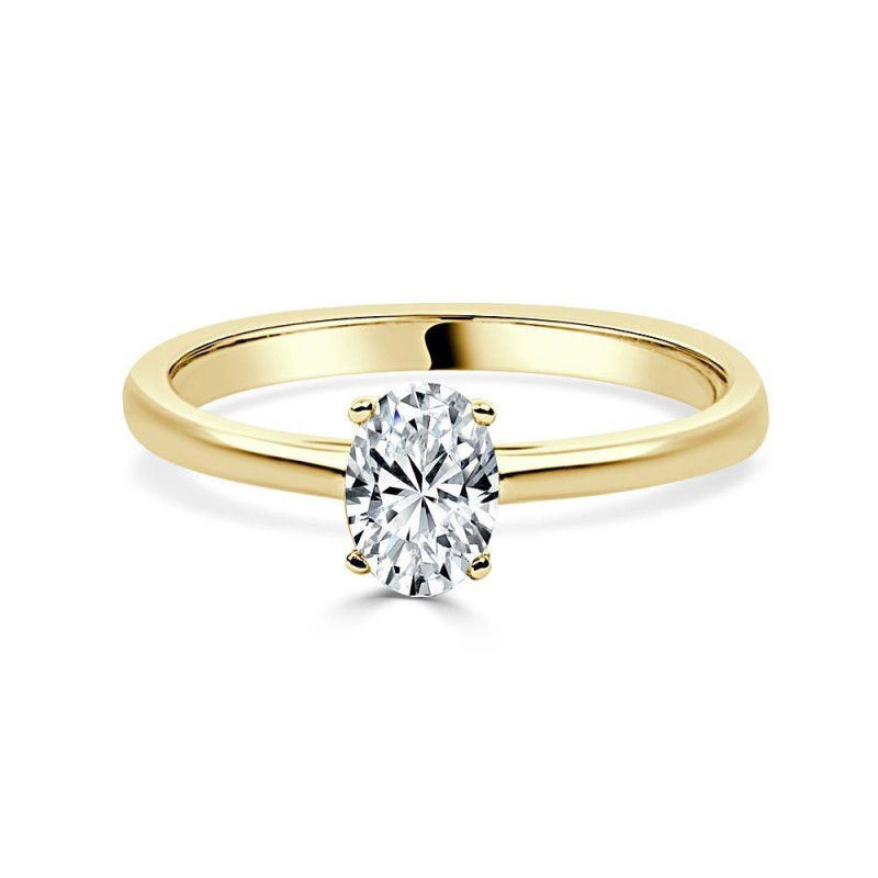 Soliatrio oro amarillo con oval de 0,70 CT