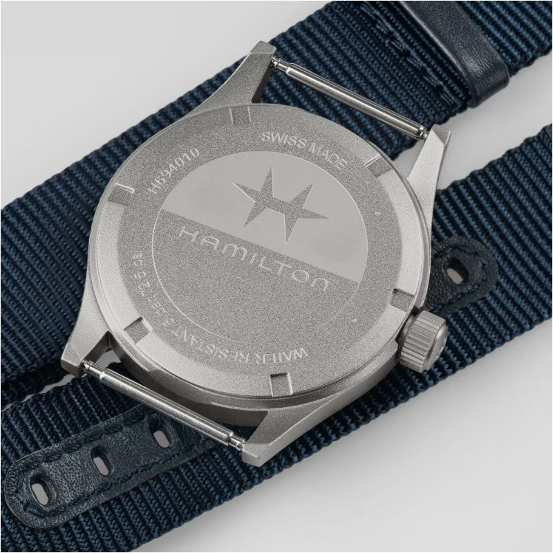 Reloj Hamilton Khaki Field Quartz H69401940 | Reloj Quartz de 38 mm con Esfera Azul y Correa NATO Azul