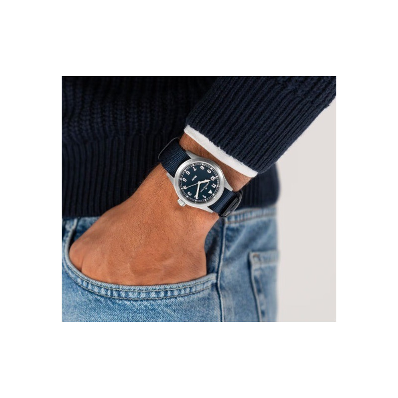 Reloj Hamilton Khaki Field Quartz H69401940 | Reloj Quartz de 38 mm con Esfera Azul y Correa NATO Azul