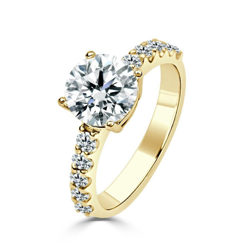 Solitario Oro Amarillo con Diamantes Creado con 2,45 CT | B&Couple