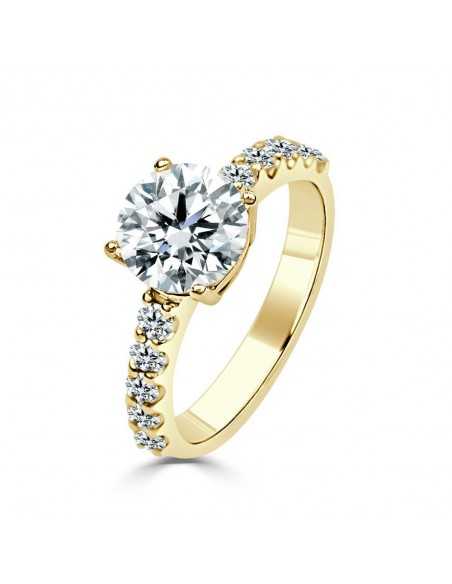 Solitario Oro Amarillo con Diamantes Creado con 2,45 CT | B&Couple
