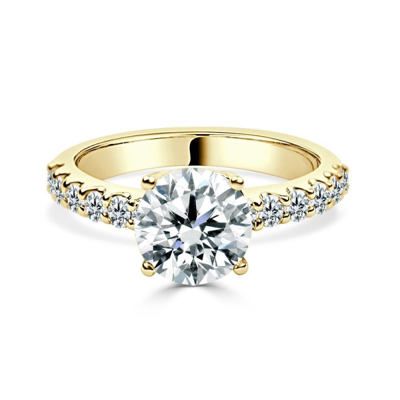 Solitario Oro Amarillo con Diamantes Creado con 2,45 CT | B&Couple