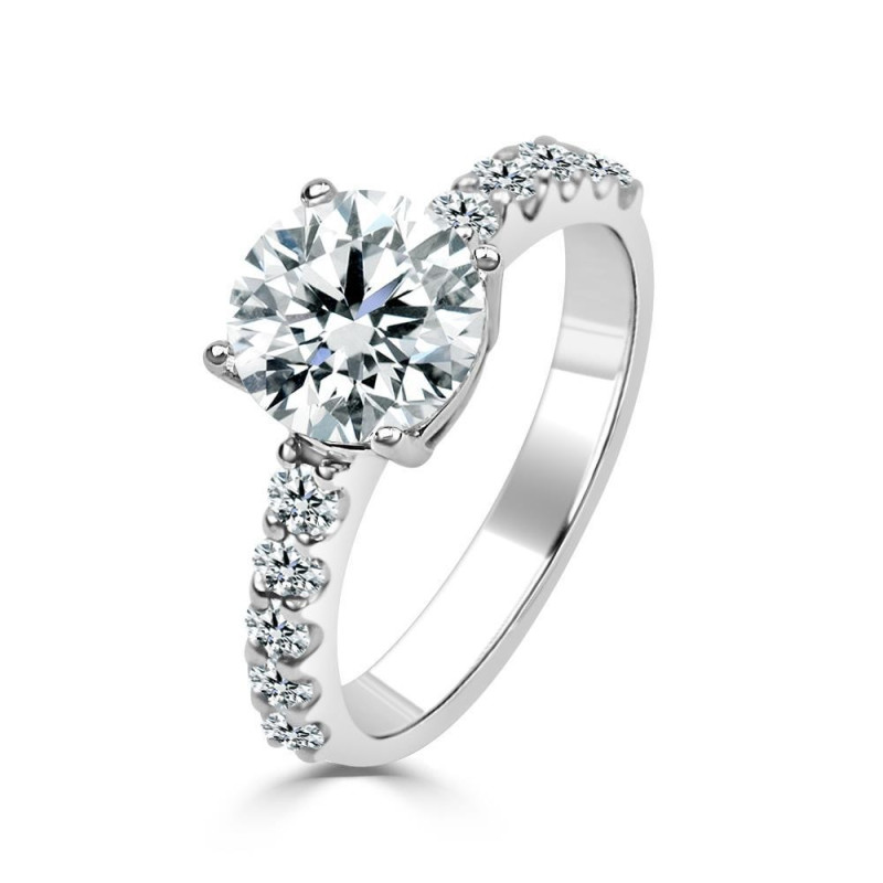 Solitario Oro Blanco con Diamantes Creado con 2,45 CT | B&Couple