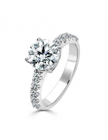 Solitario Oro Blanco con Diamantes Creado con 2,45 CT | B&Couple