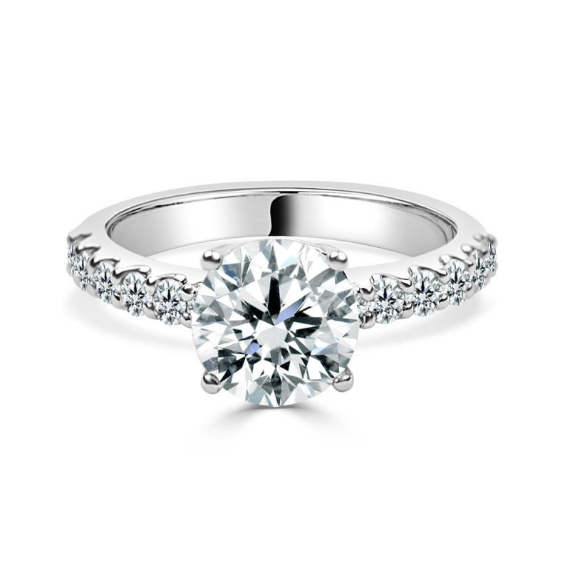 Solitario Oro Blanco con Diamantes Creado con 2,45 CT | B&Couple